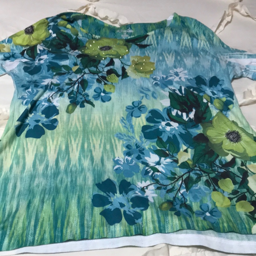 Size 1X green blue multi top by Kim Rogers